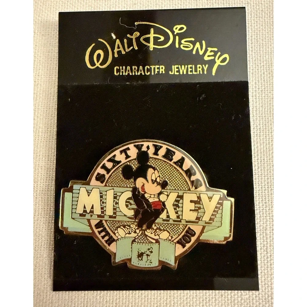 Vintage Disney Mickey Mouse 60 Years With You Pin Disneyana Collectible